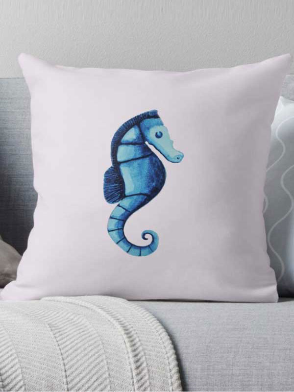 seahorse throw pillow