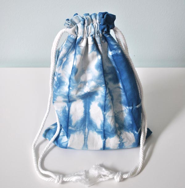 shibori drawstring bag