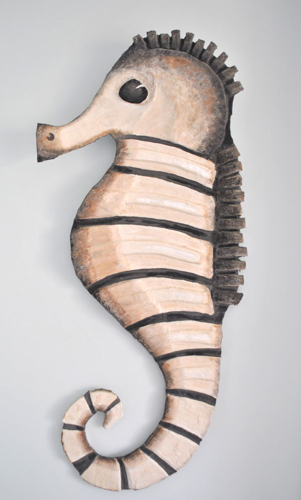 cardboard seahorse sculpture