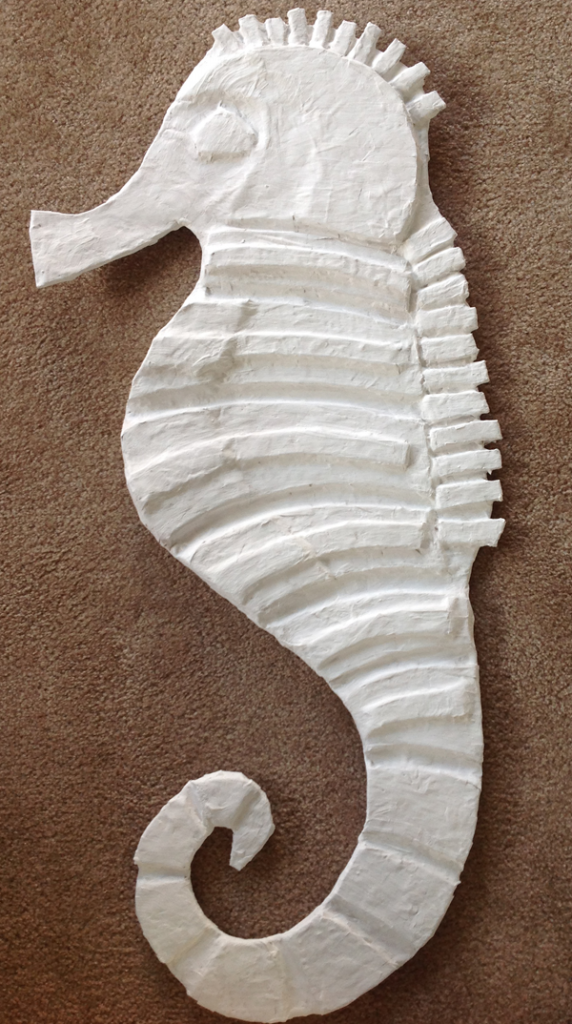 sea horse wall sculpture paper mache