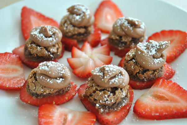 elegant brownie and strawberry dessert
