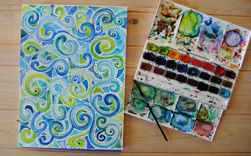 watercolor spiral painting