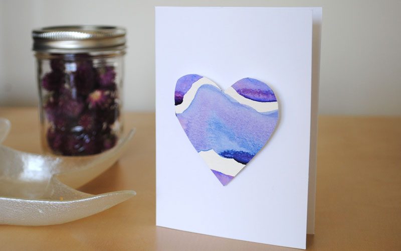 watercolor heart valentine card