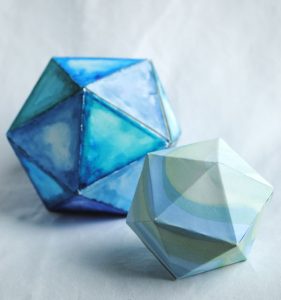 icosahedron watercolor 3d decor