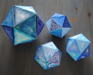 icosahedron watercolor 3d decor