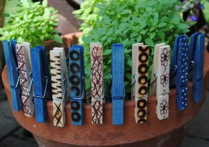 decorated clothes pegs