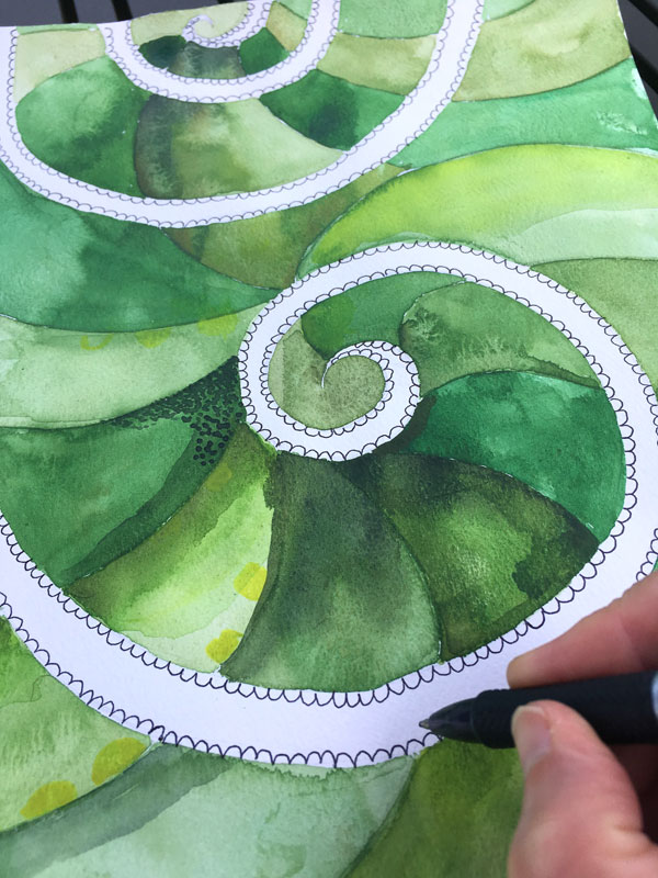 spiral dot watercolor