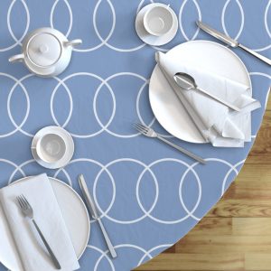 blue circle round table cloth