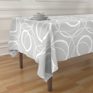 swirly grey table cloth
