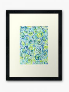 swirly spiral watercolor framed print