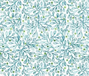 blue foliage fabric-design