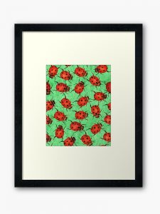 ladybird watercolor framed art