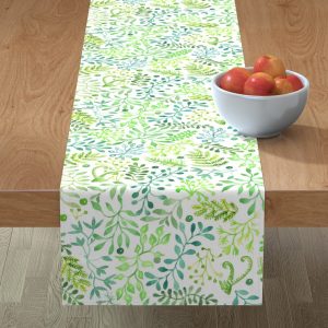 blue foliage table runner