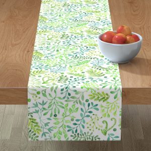 blue foliage table runner