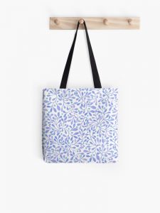 blue leaf tote bag