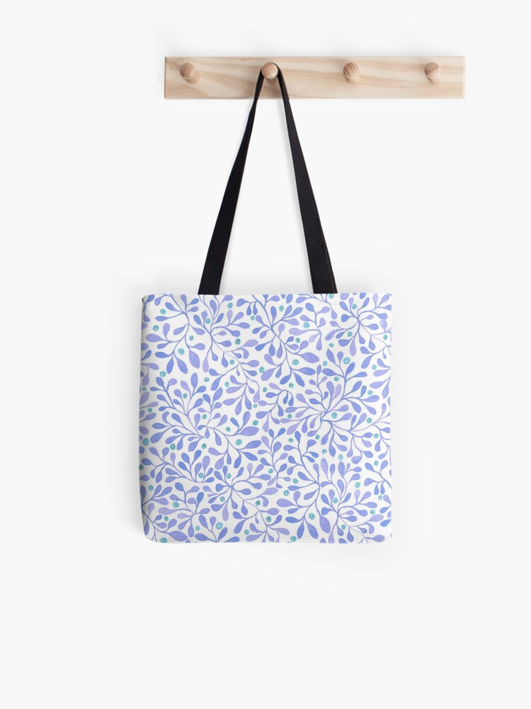 blue leaf tote bag