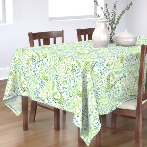 blue foliage table cloth
