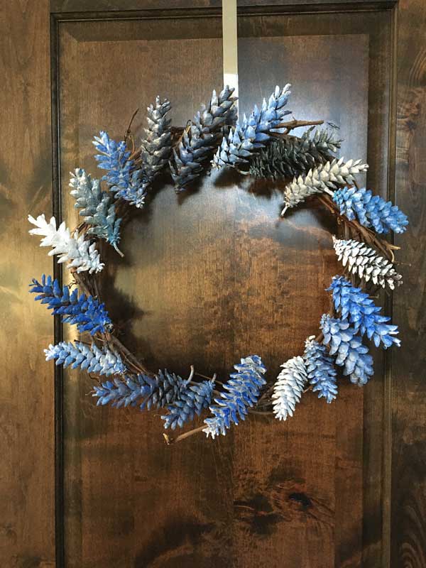 blue pine cone wreath