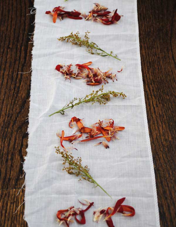 dye fabric with petals
