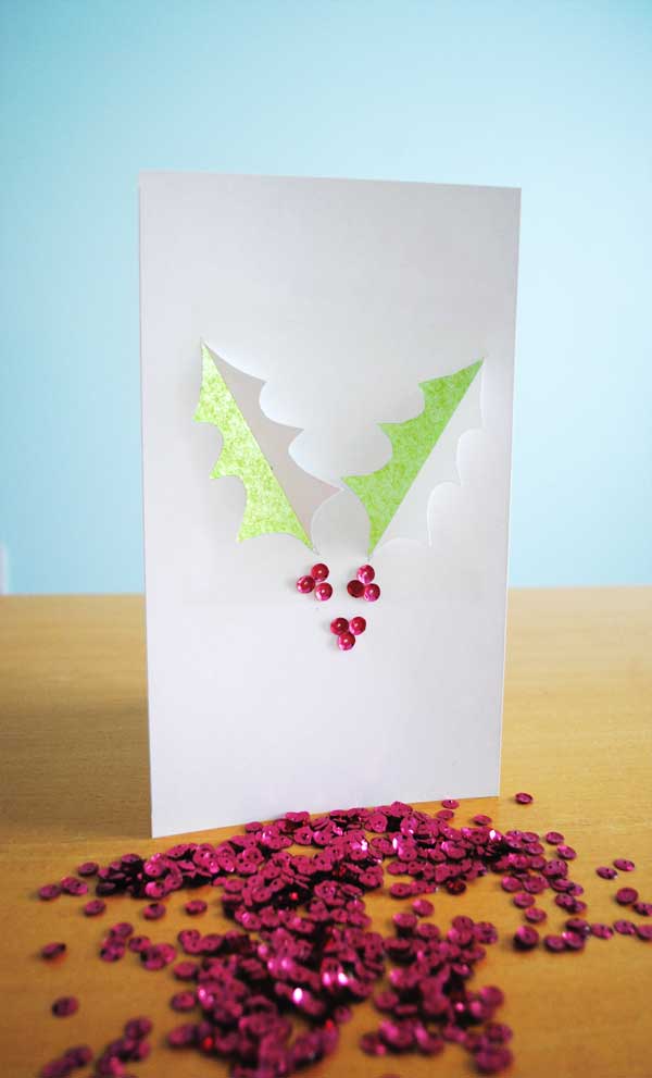 holly leaf christmas card