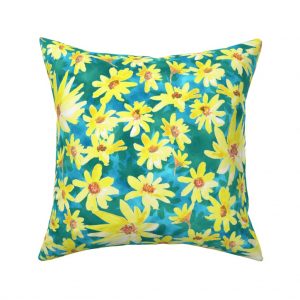 yellow prairie flowers throw pillow