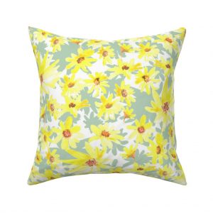 yellow prairie flowers throw pillow