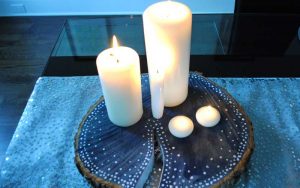 wood candle holders centerpiece