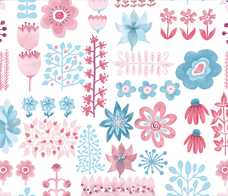 pretty in pink on white fabric