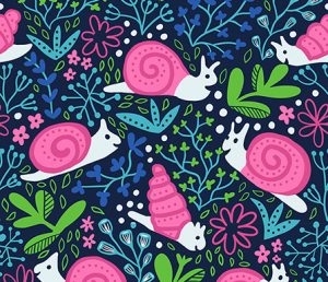 Happy snail fabric design