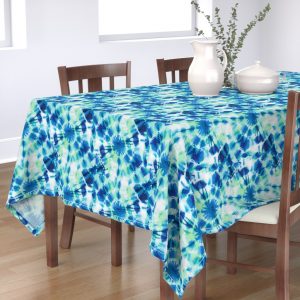 ink splat green tie dyre table cloth