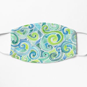 green watercolor spiral face mask