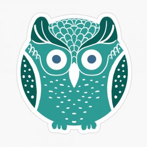 cute green owl sticker