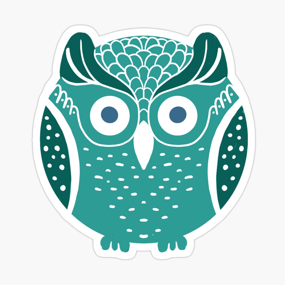 cute green owl sticker