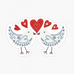 valentine love bird sticker