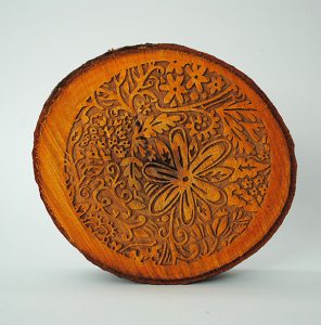 laser etched wood slice